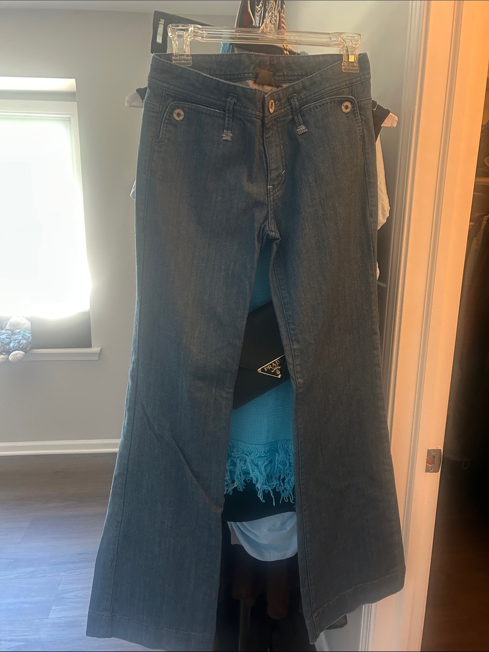 Armani Exchange Indigo Flared Wide-Leg Jeans